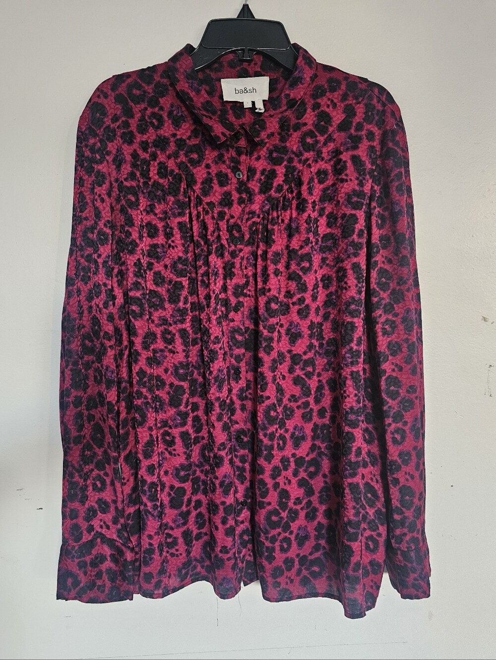 Ba&Sh Tim Leopard Print Viscose Flowy Blouse